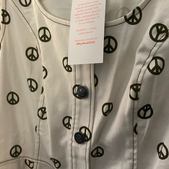 NWT Modcloth Peace Sign Sleeveless Mini Button Up Dress - Picture 6 of 6